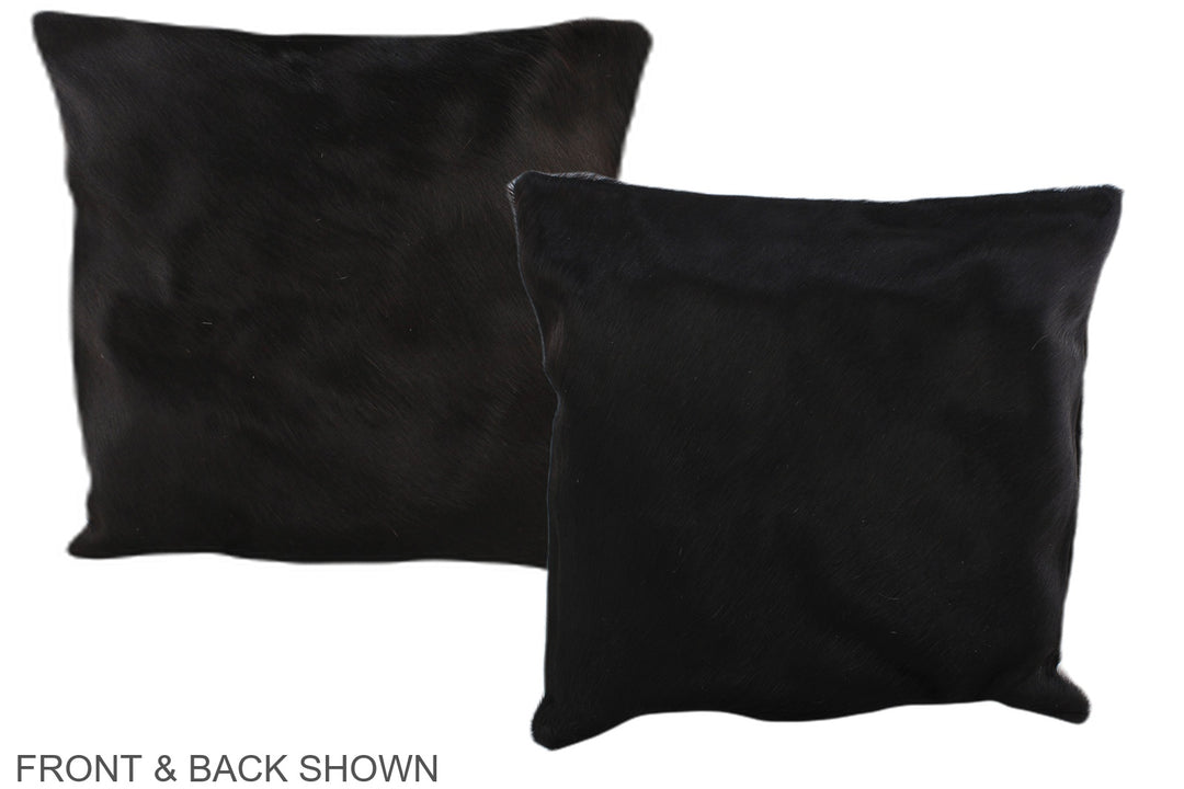 Solid Black 16"x16" Brazilian Cowhide Pillow #A35679 by Hudson Hides