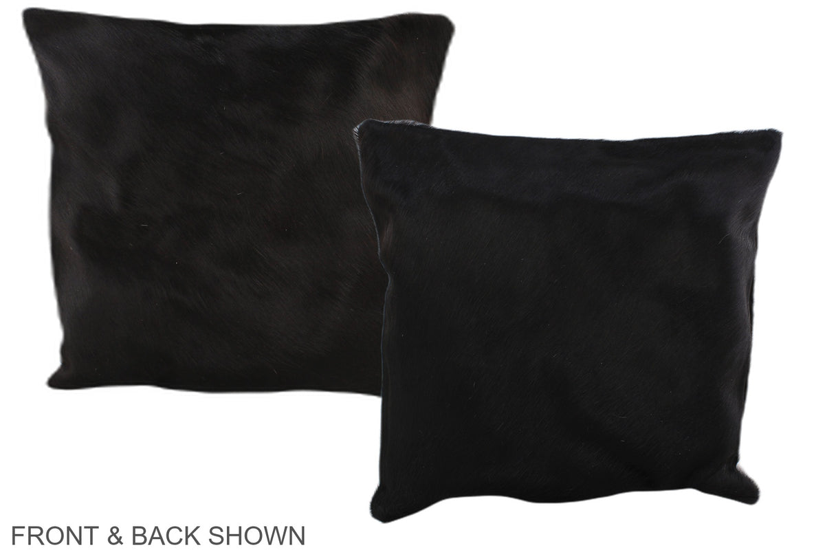 Solid Black Cowhide Pillow #A35679
