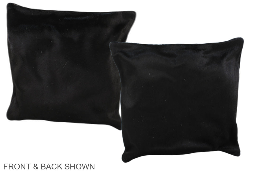 Solid Black 16"x16" Brazilian Cowhide Pillow #A35682 by Hudson Hides