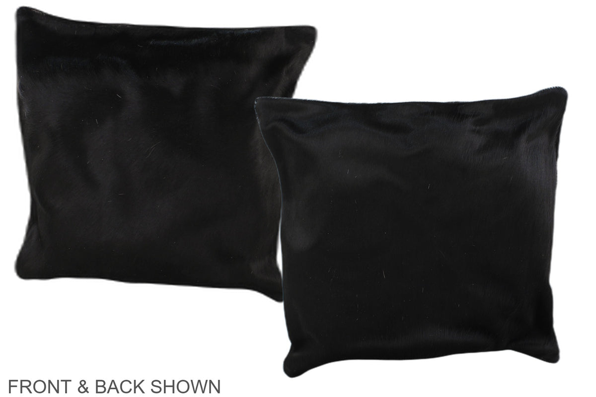 Solid Black Cowhide Pillow #A35682