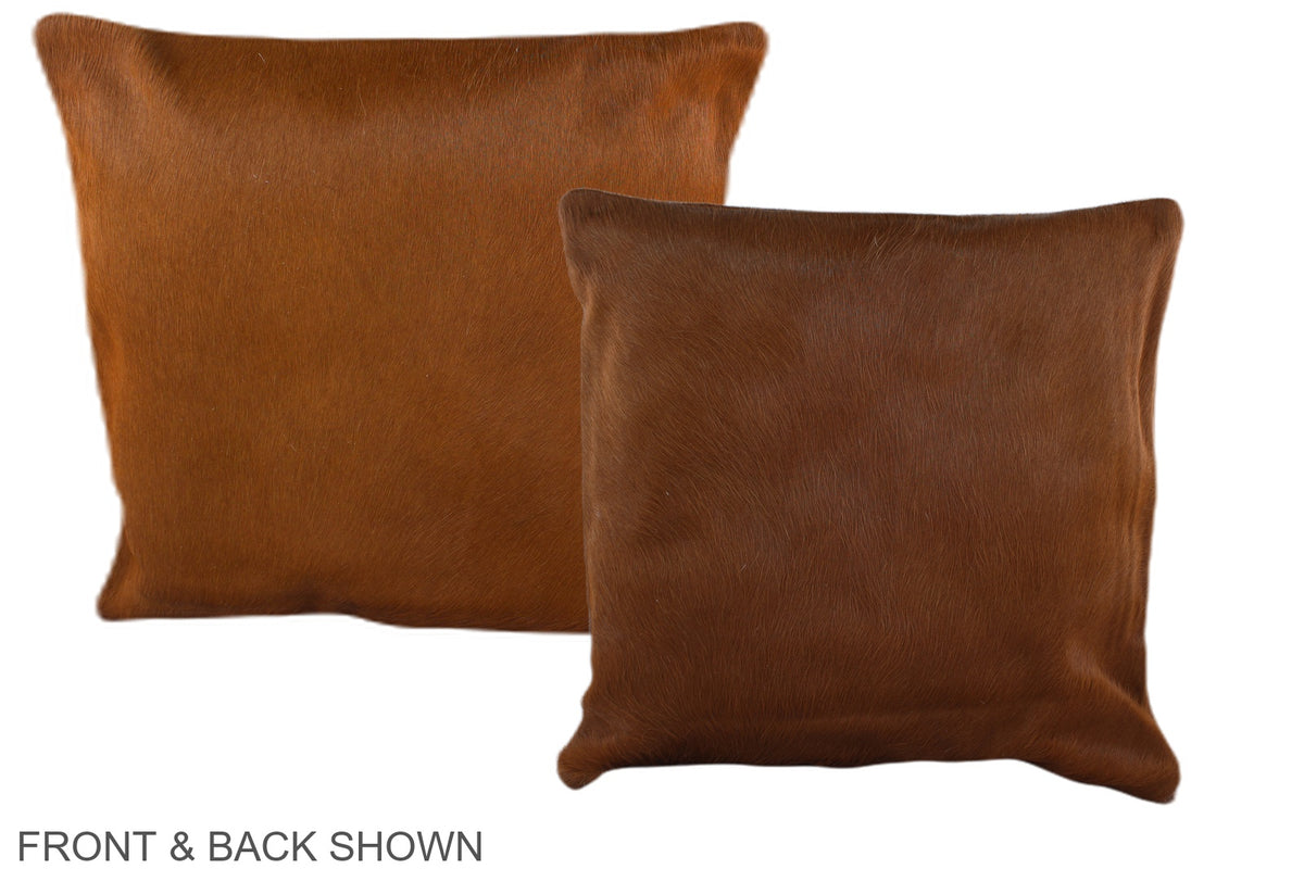 Solid Brown Cowhide Pillow #A35690