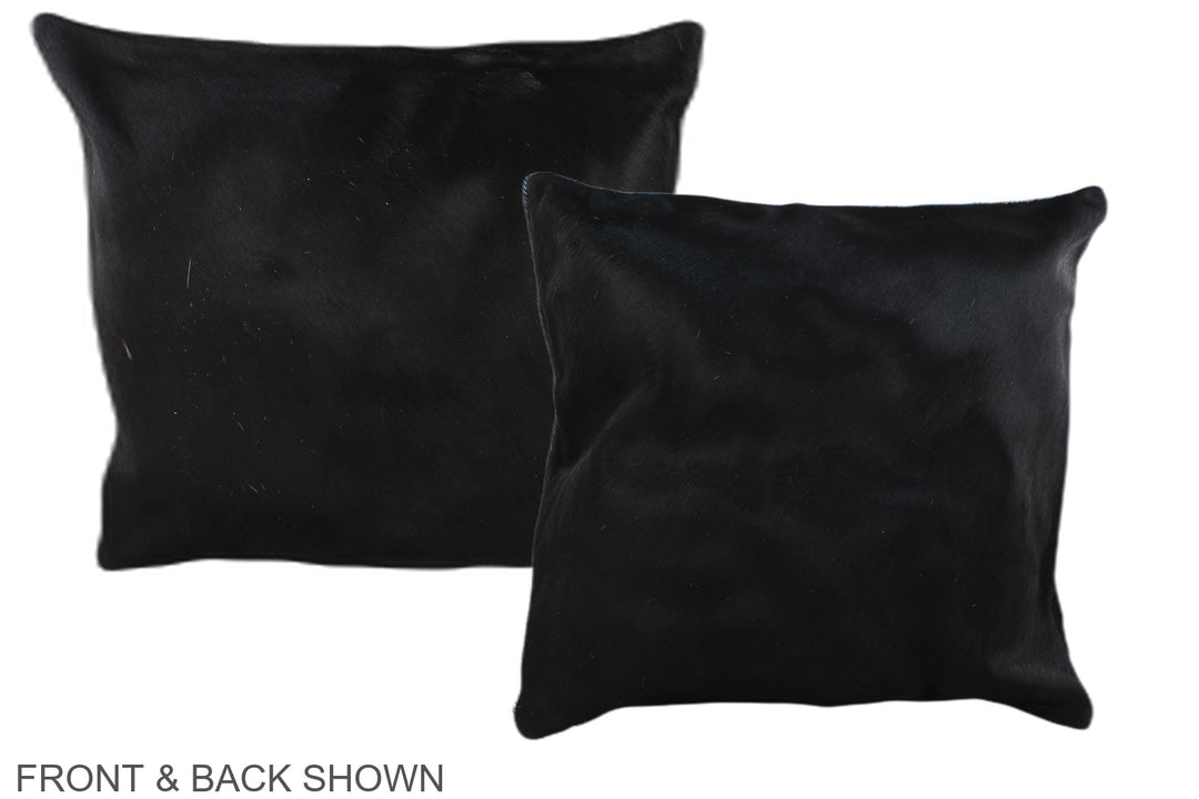 Solid Black 16"x16" Brazilian Cowhide Pillow #A35693 by Hudson Hides