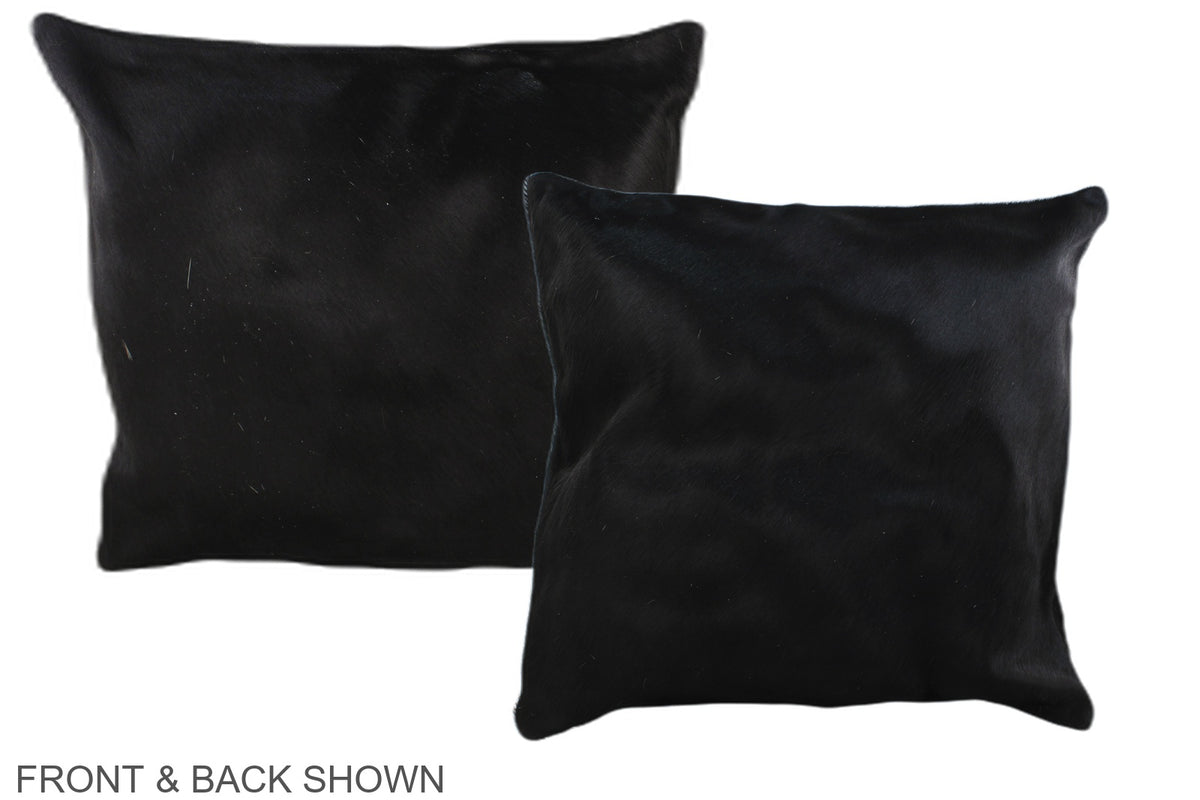 Solid Black Cowhide Pillow #A35693