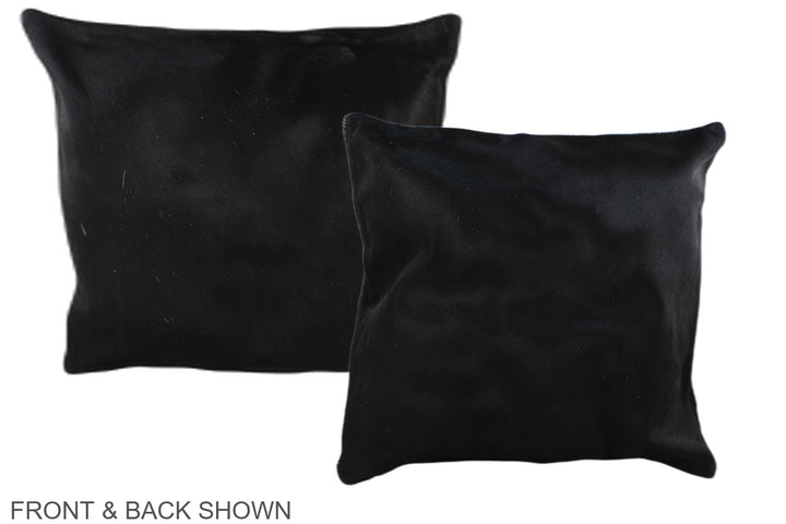 Solid Black 16"x16" Brazilian Cowhide Pillow #A35693 by Hudson Hides