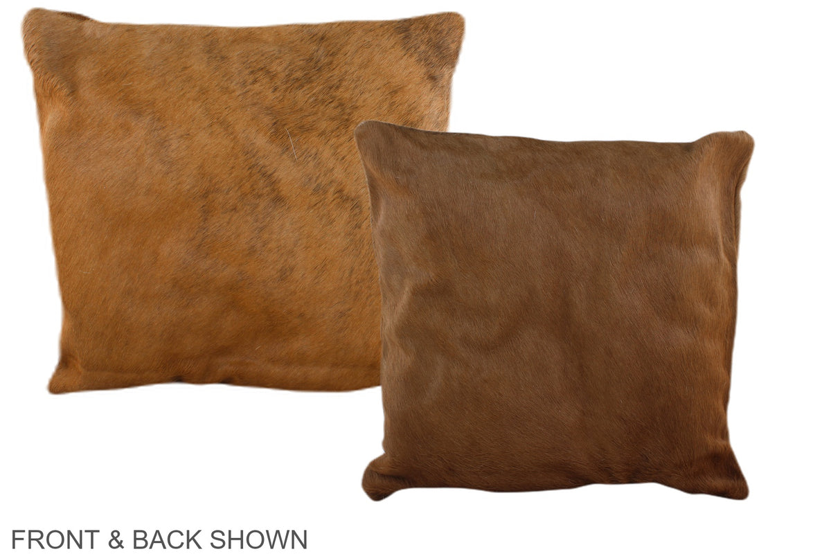 Solid Brown Cowhide Pillow #A35694