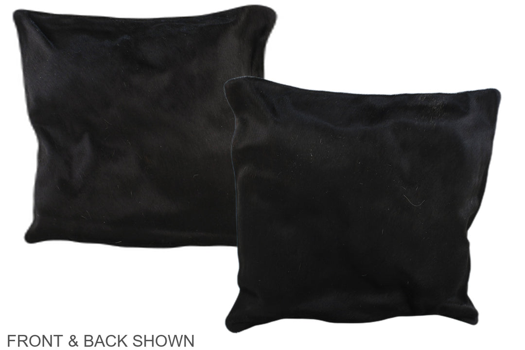 Solid Black 16"x16" Brazilian Cowhide Pillow #A35698 by Hudson Hides