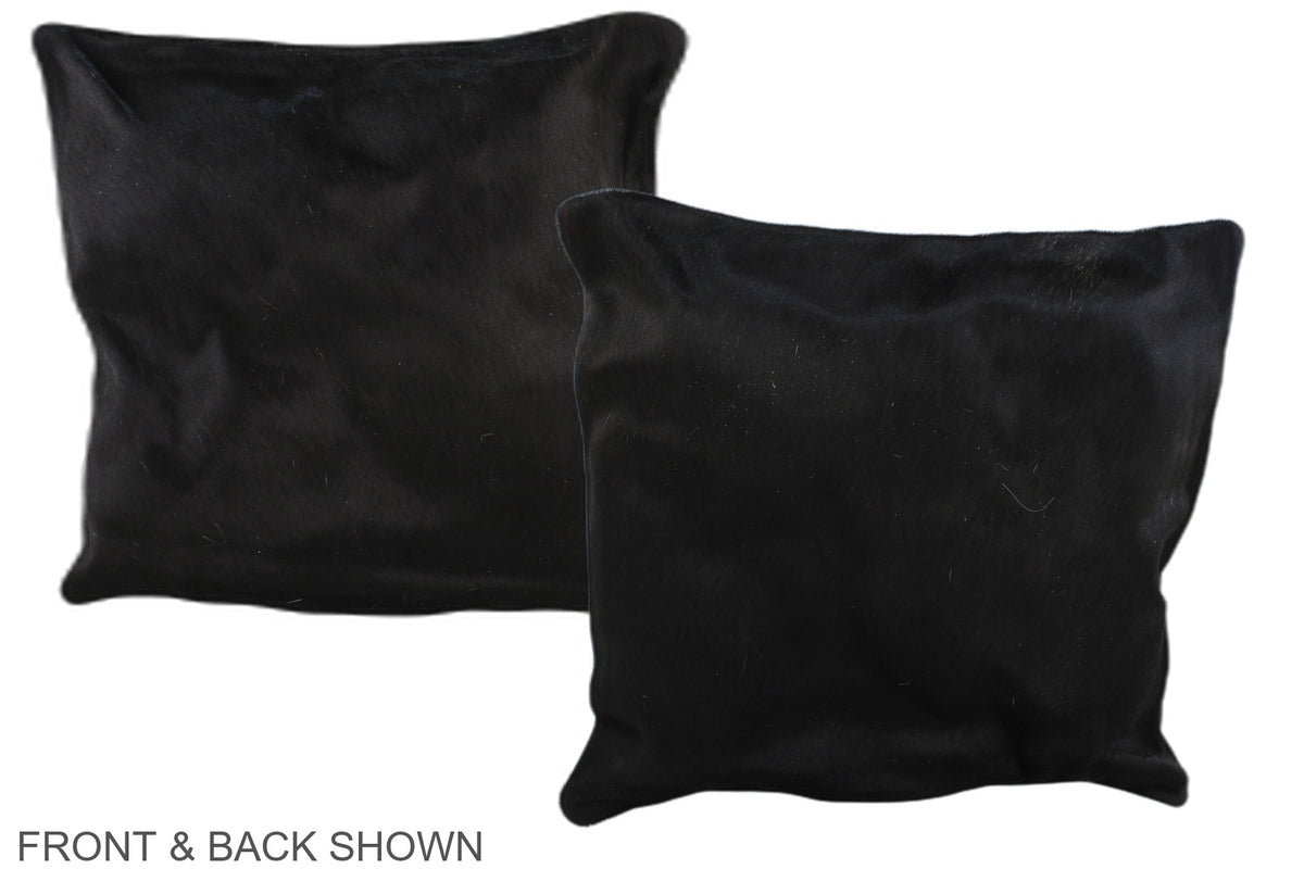 Solid Black Cowhide Pillow #A35698