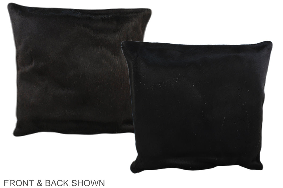 Solid Black Cowhide Pillow #A35707