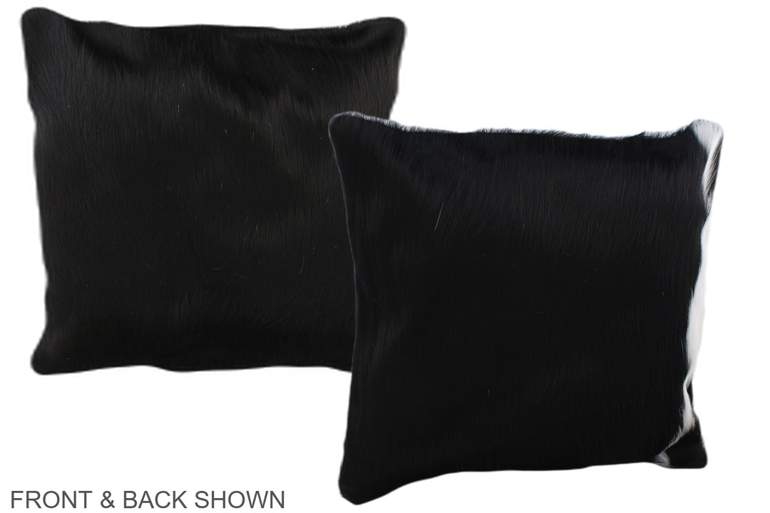 Solid Black 16"x16" Brazilian Cowhide Pillow #A35734 by Hudson Hides