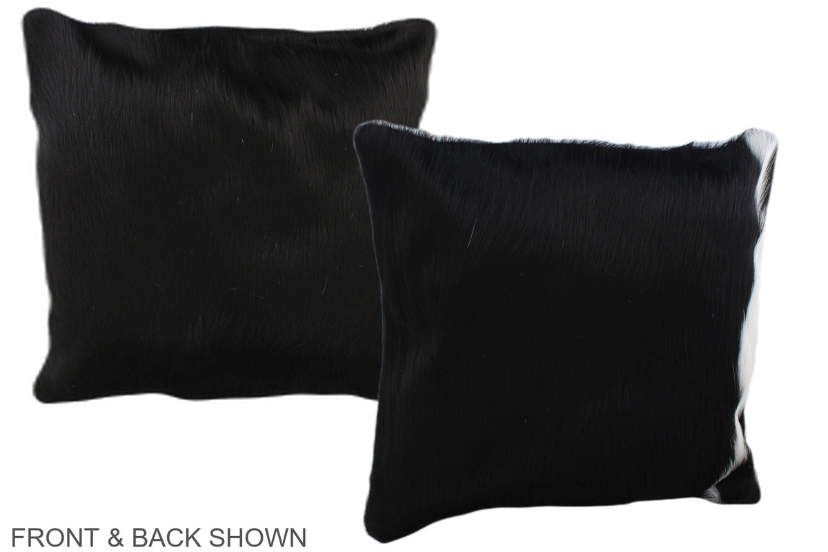 Solid Black Cowhide Pillow #A35734