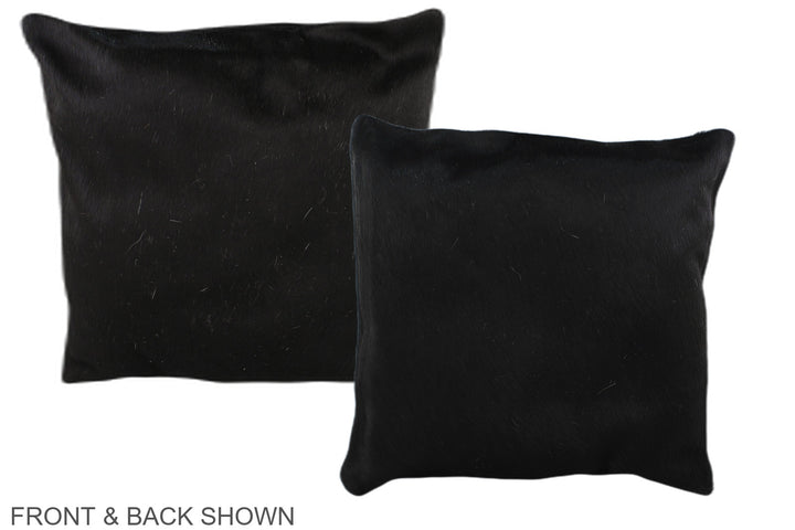 Solid Black 16"x16" Brazilian Cowhide Pillow #A35743 by Hudson Hides