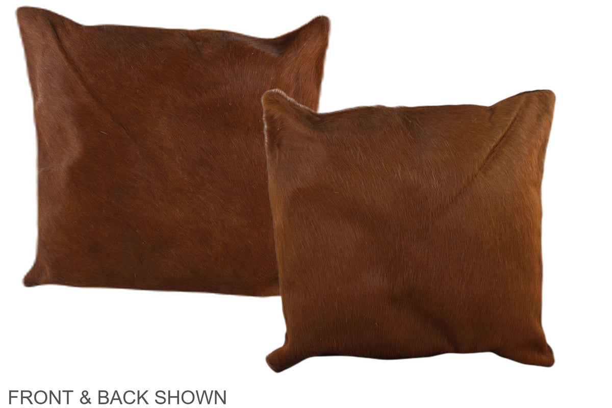 Solid Brown Cowhide Pillow #A35765