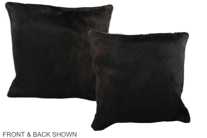 Solid Black 16"x16" Brazilian Cowhide Pillow #A35770 by Hudson Hides