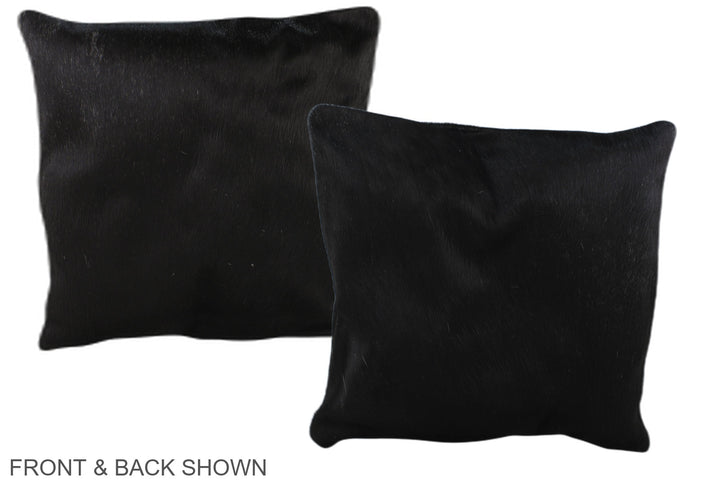 Solid Black 16"x16" Brazilian Cowhide Pillow #A35785 by Hudson Hides