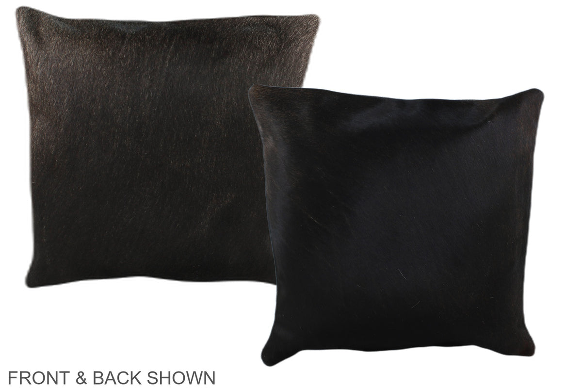 Solid Black Cowhide Pillow #A35789