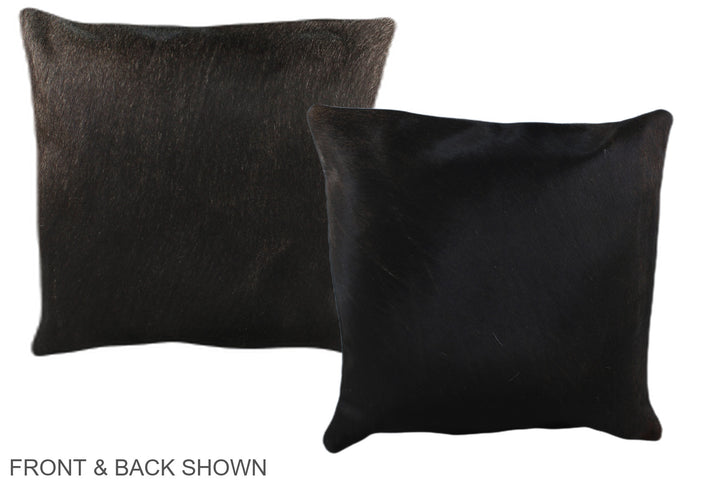 Solid Black 16"x16" Brazilian Cowhide Pillow #A35789 by Hudson Hides