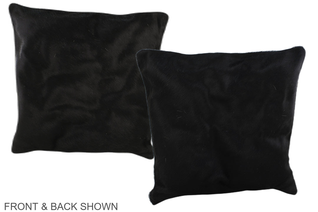 Solid Black 16"x16" Brazilian Cowhide Pillow #A35793 by Hudson Hides