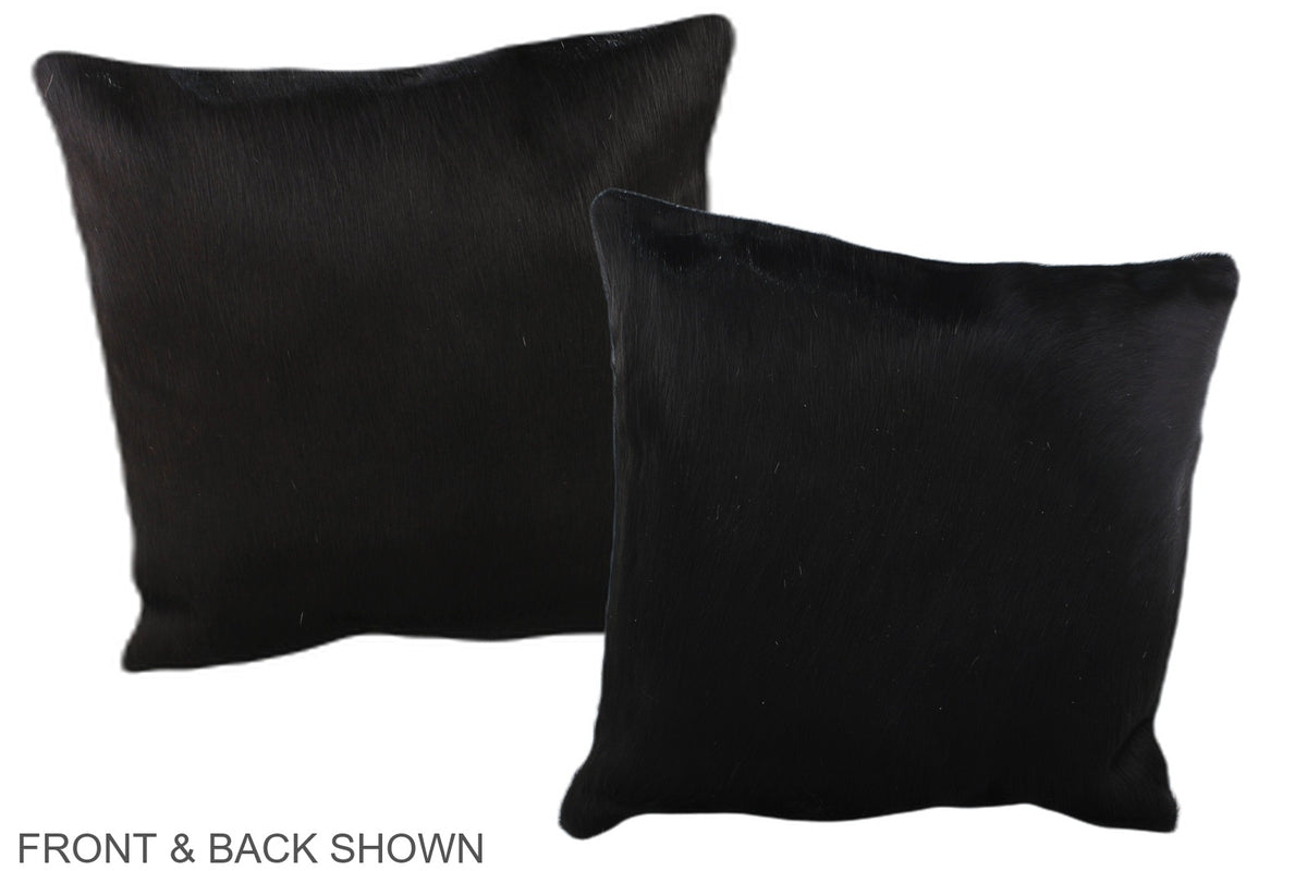 Solid Black Cowhide Pillow #A35797