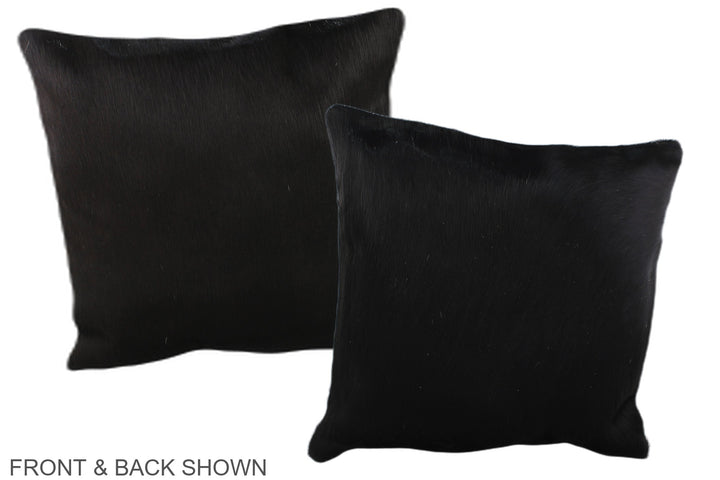 Solid Black 16"x16" Brazilian Cowhide Pillow #A35797 by Hudson Hides