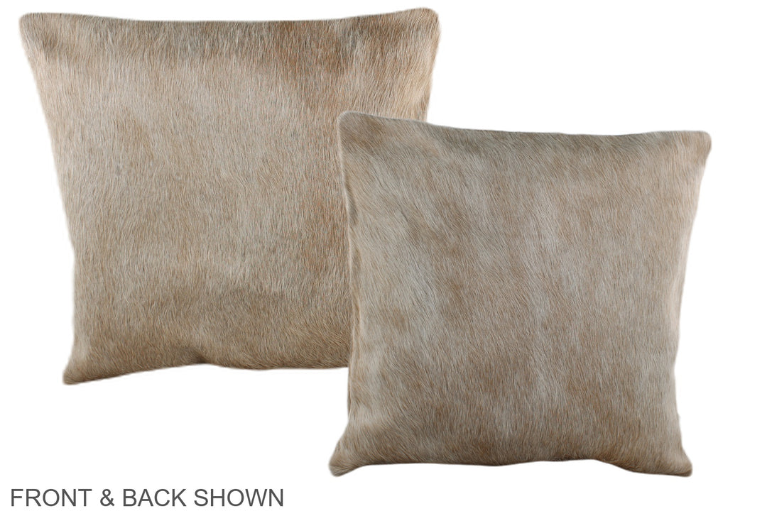 Grey with Beige 16"x16" Brazilian Cowhide Pillow #A35798 by Hudson Hid