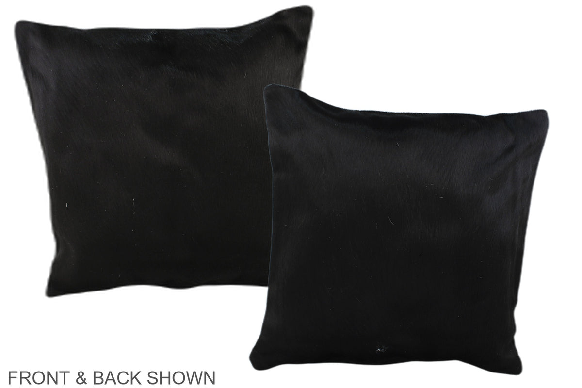 Solid Black Cowhide Pillow #A35799