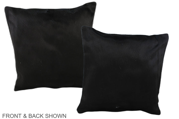 Solid Black 16"x16" Brazilian Cowhide Pillow #A35799 by Hudson Hides