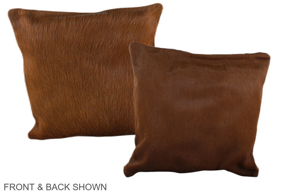 Solid Brown Cowhide Pillow #A35800