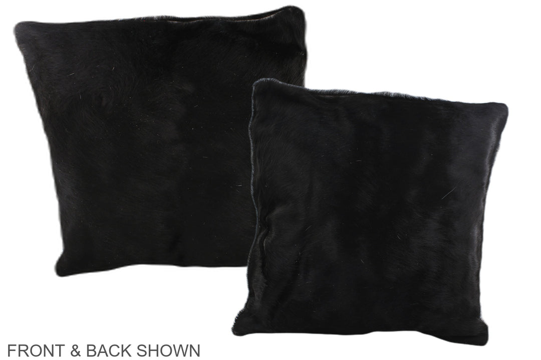 Solid Black 16"x16" Brazilian Cowhide Pillow #A35802 by Hudson Hides