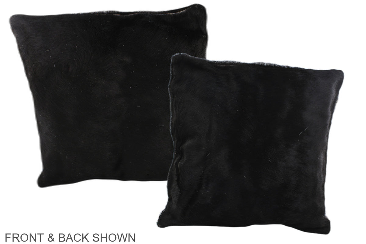 Solid Black Cowhide Pillow #A35802