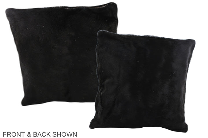 Solid Black 16"x16" Brazilian Cowhide Pillow #A35802 by Hudson Hides