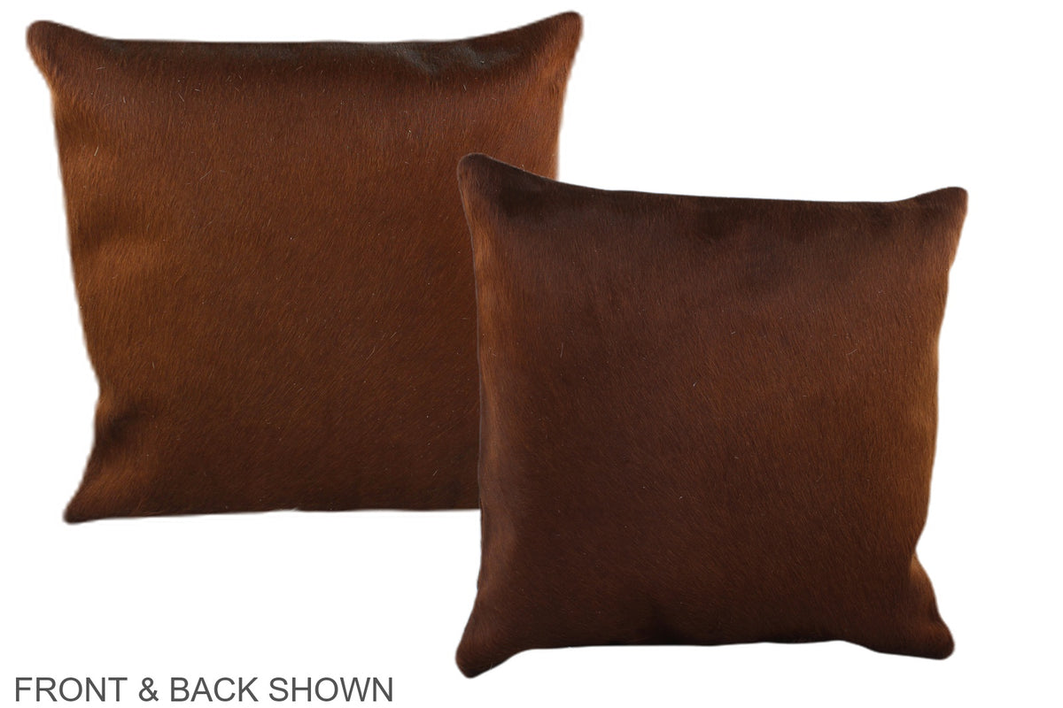 Solid Brown Cowhide Pillow #A35809