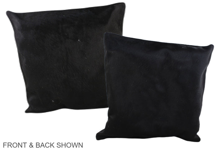 Solid Black 16"x16" Brazilian Cowhide Pillow #A35814 by Hudson Hides