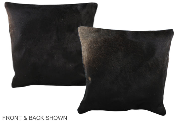 Solid Black 16"x16" Brazilian Cowhide Pillow #A35818 by Hudson Hides