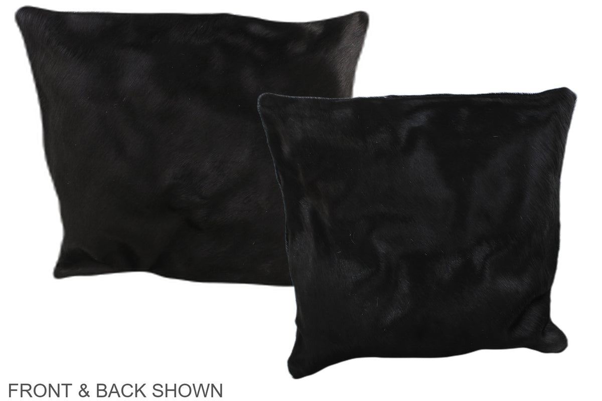 Solid Black Cowhide Pillow #A35821