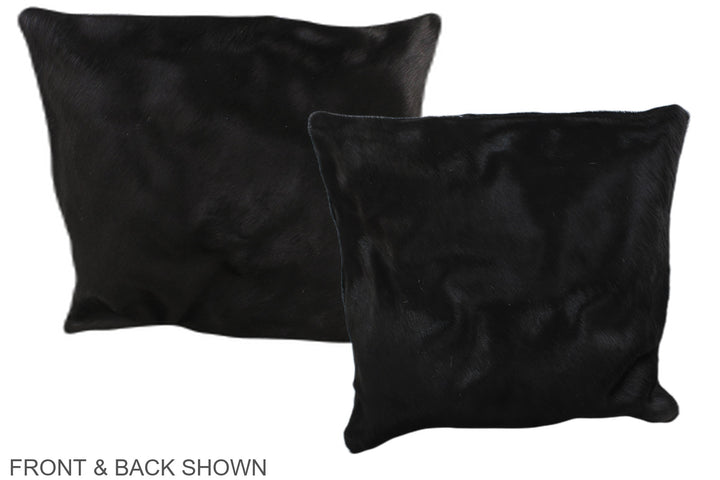 Solid Black 16"x16" Brazilian Cowhide Pillow #A35821 by Hudson Hides
