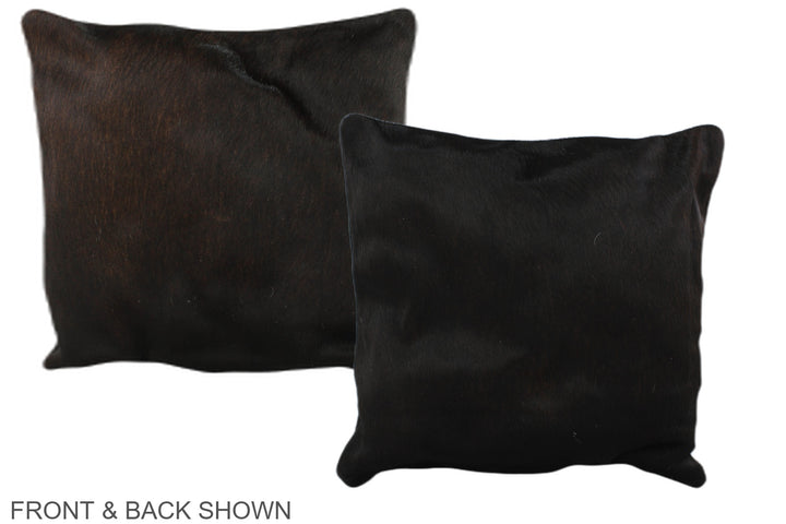 Solid Black 16"x16" Brazilian Cowhide Pillow #A35825 by Hudson Hides