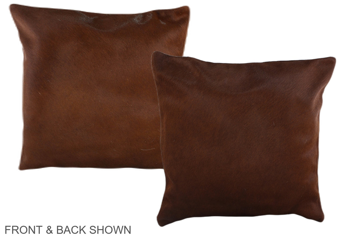 Solid Brown Cowhide Pillow #A35831