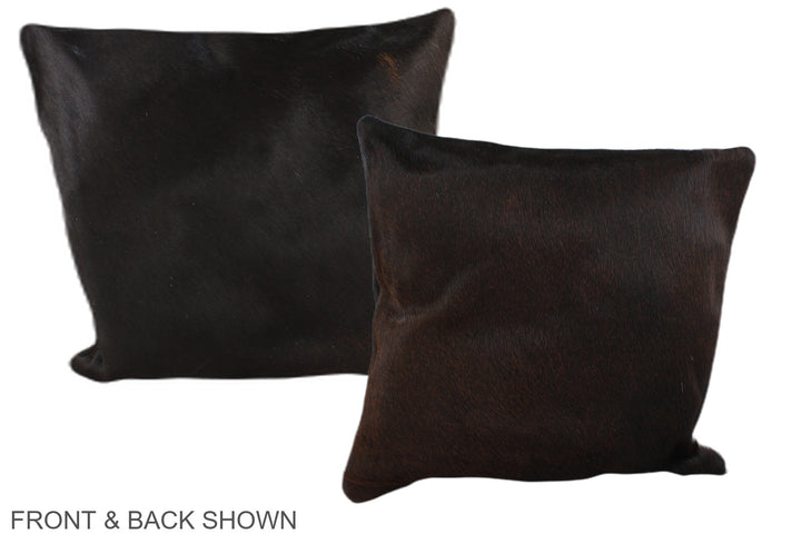 Solid Black 16"x16" Brazilian Cowhide Pillow #A35832 by Hudson Hides