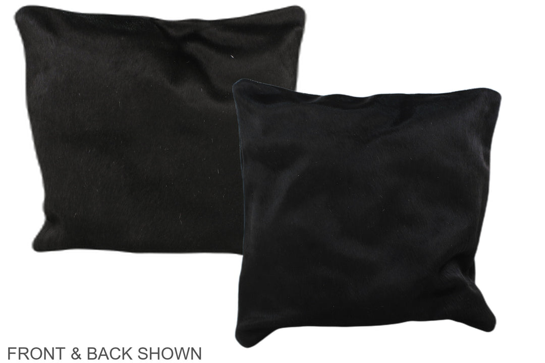 Solid Black 16"x16" Brazilian Cowhide Pillow #A35835 by Hudson Hides