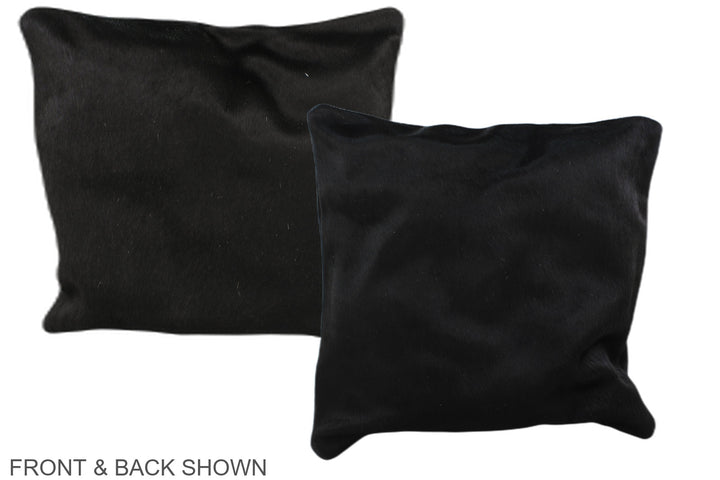 Solid Black 16"x16" Brazilian Cowhide Pillow #A35835 by Hudson Hides