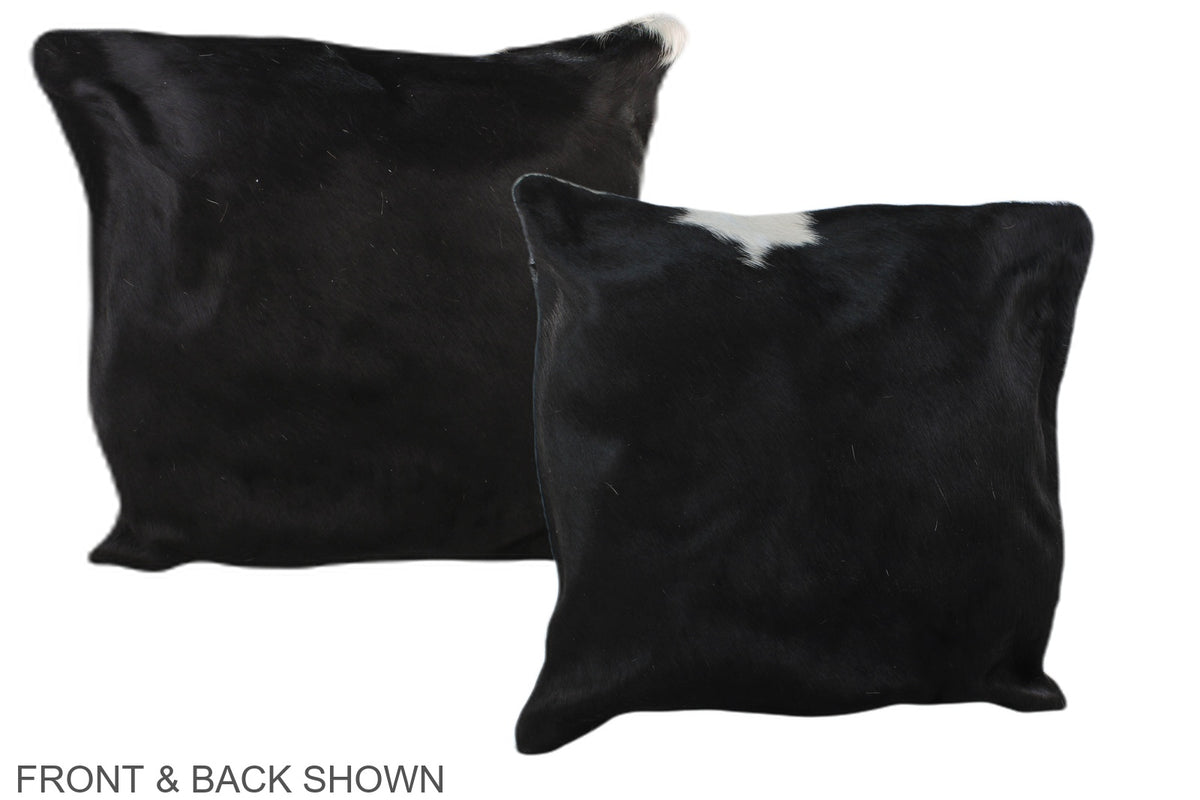 Solid Black Cowhide Pillow #A35840