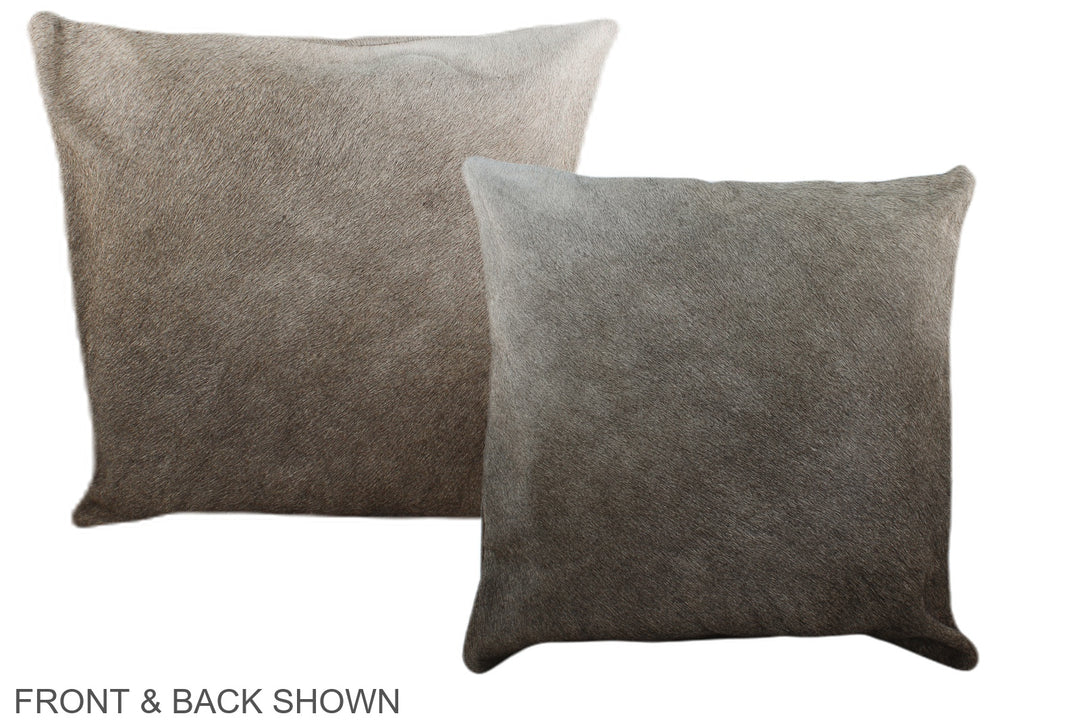 Grey with Beige 16"x16" Brazilian Cowhide Pillow #A35847 by Hudson Hid