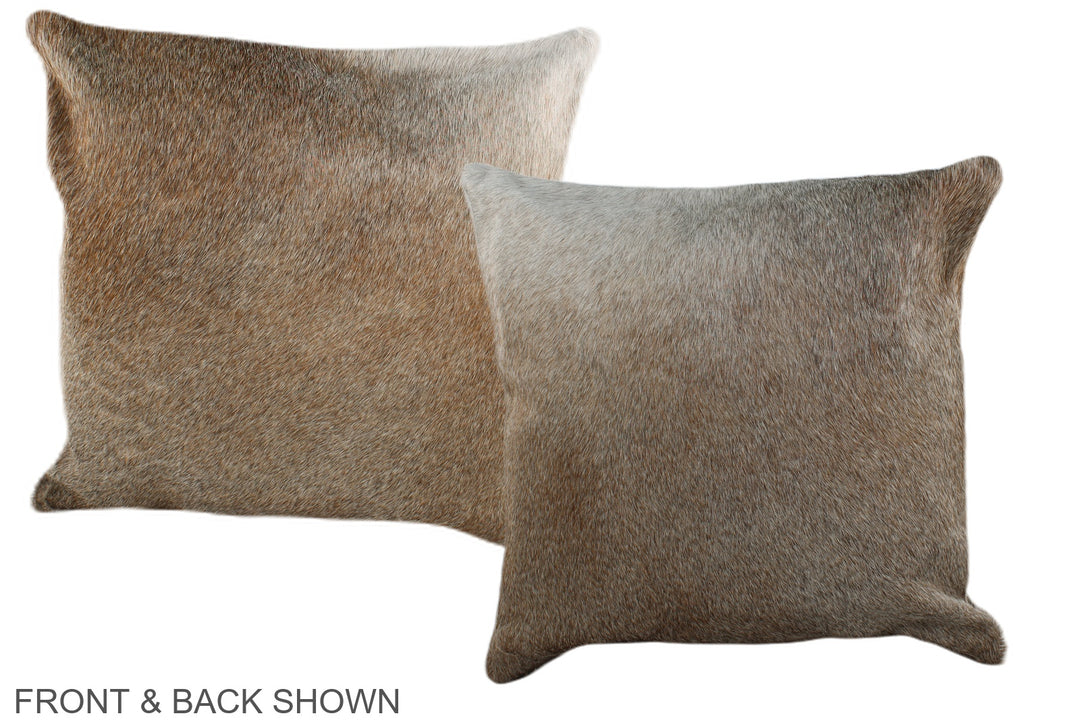 Grey with Beige 16"x16" Brazilian Cowhide Pillow #A35852 by Hudson Hid