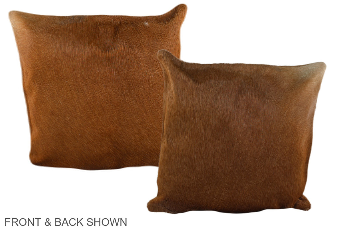 Solid Brown Cowhide Pillow #A35853