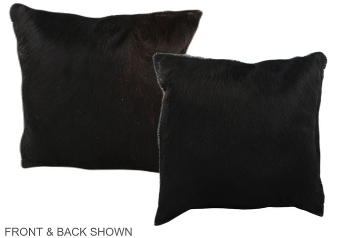 Solid Black 16"x16" Brazilian Cowhide Pillow #A35854 by Hudson Hides