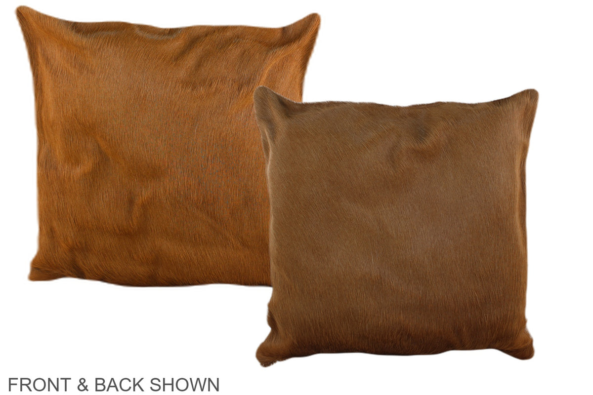 Solid Brown Cowhide Pillow #A35859