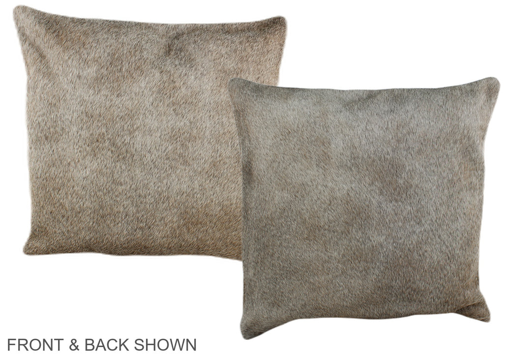 Grey with Beige 16"x16" Brazilian Cowhide Pillow #A35863 by Hudson Hid