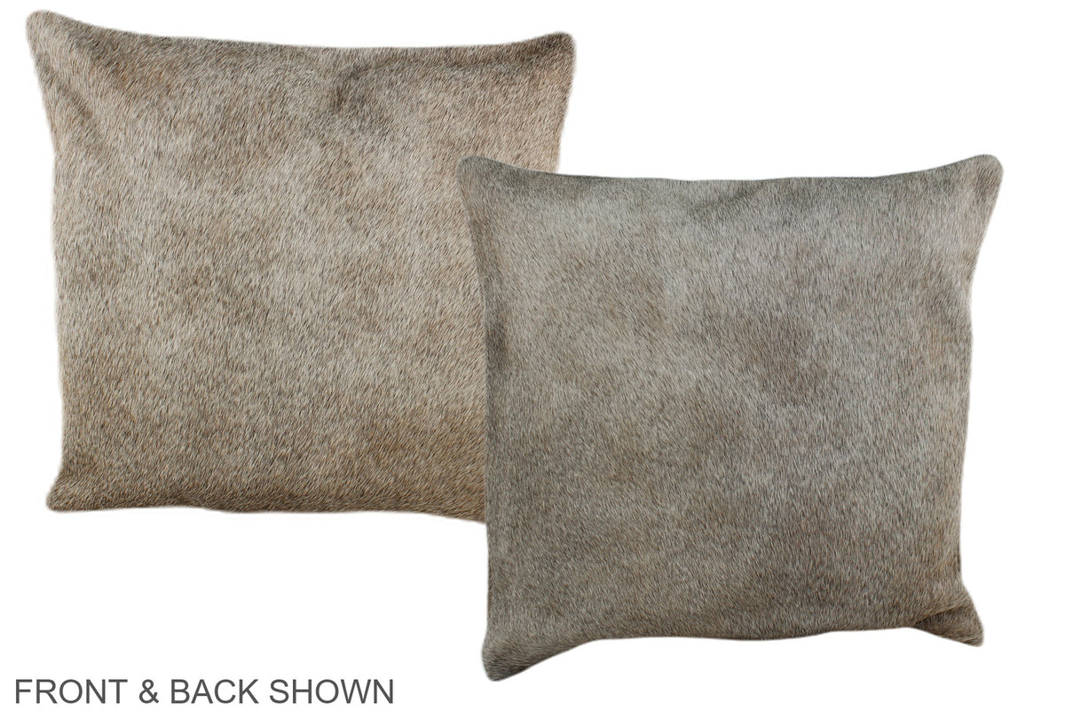 Grey with Beige Cowhide Pillow #A35863