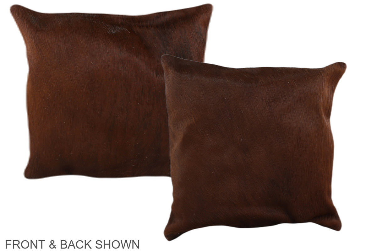 Solid Brown Cowhide Pillow #A35872