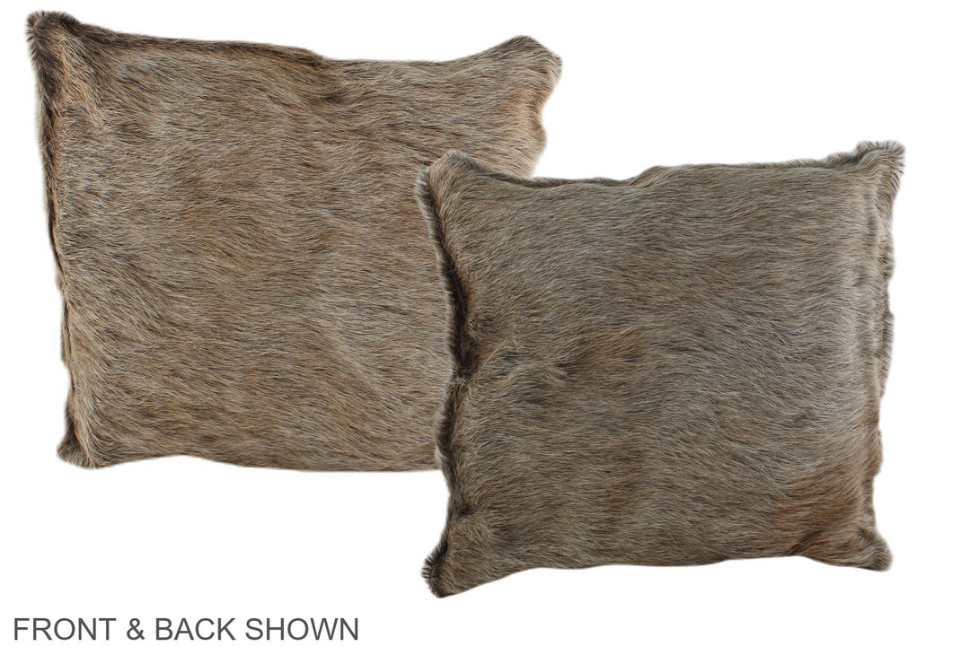 Grey with Beige 16"x16" Brazilian Cowhide Pillow #A35873 by Hudson Hid